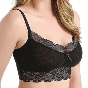 Freya Fancies Black Mesh Lace Trim Bra Bralette Size Medium
